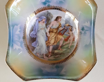 Antique Silesia K. St. T. Germany Porcelain China Bowl Cupid 1920s