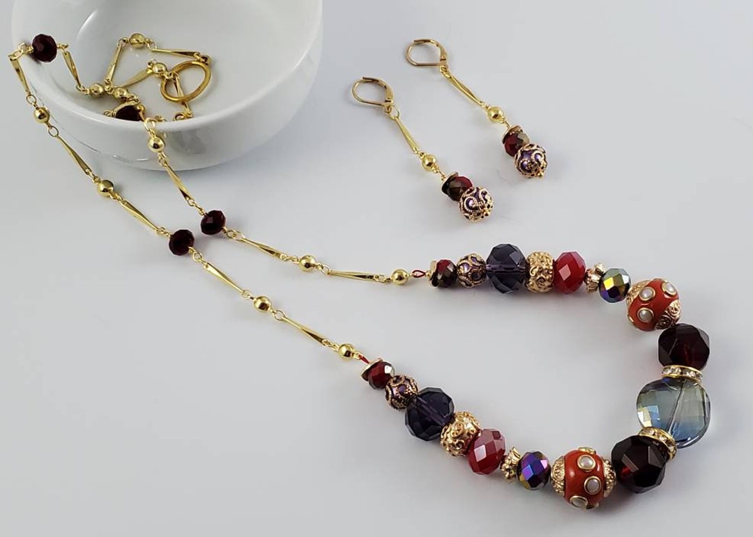 Crystal Passion is a Necklace and Earrings Set Featuring JJB Beads and