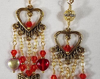 Handmade Bohemian Heart & Butterfly Dangle Earrings