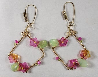 Spring Bloom Floral Wire Earrings