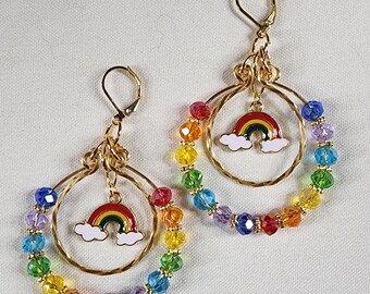Radiant Rainbow Hoop Earrings