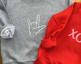 I love you Crewneck, ASL I love you, Sign Language I love you Crewneck