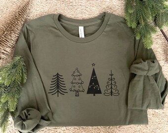 Festive Christmas Tree Long Sleeve Shirt, Christmas Tree Long sleeve shirt , Women’s Christmas Long sleeve