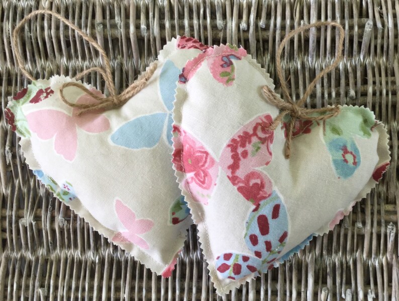 Butterfly print hanging heart decoration shabby chic / home decor image 1