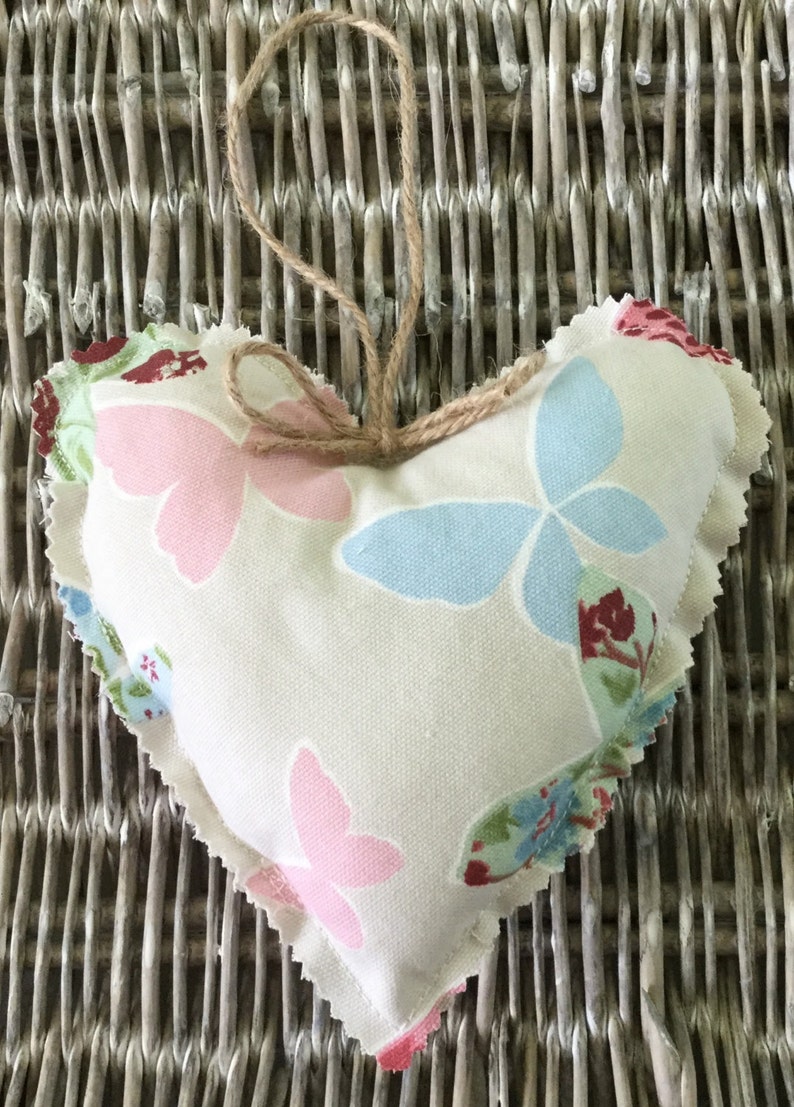 Butterfly print hanging heart decoration shabby chic / home decor image 3