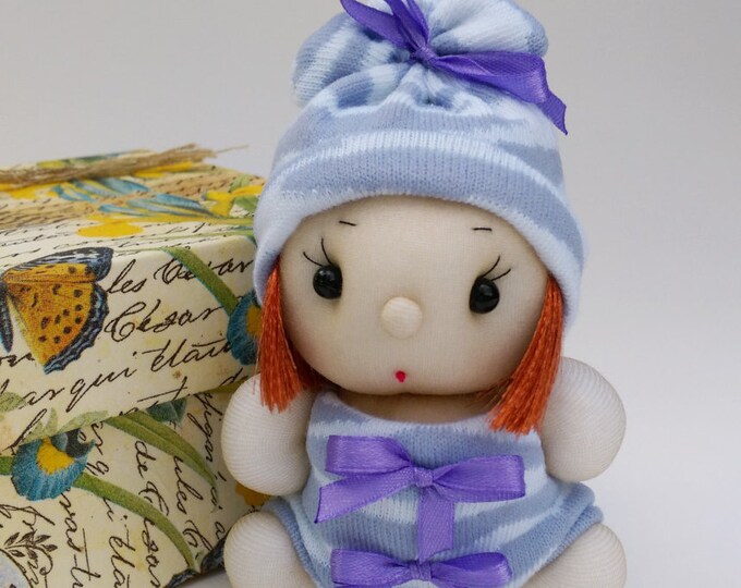 Adorable Handmade Doll From Socks Lilac Decorative Doll Etsy