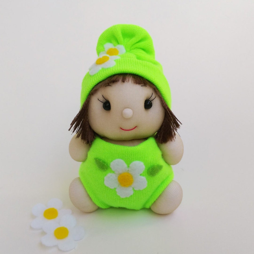 Handmade Doll From Socks Daisy Girl, Decorative Doll, Sock Toy, Sock