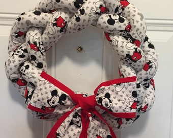 Mickey Mouse Wreath - Classic Mickey - Disney - Red White and Black