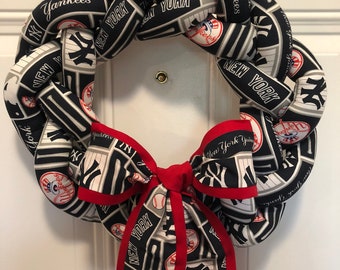 Yankees Wreath - Yankees Door Hanger - Pride of the Yankees Wreath - Sports Decor - Baseball Decor - NY Yankees - Bronx Bombers