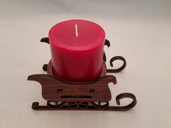 Wooden Sleigh Candle Holder Santa Sleigh Christmas Holidays Etsy