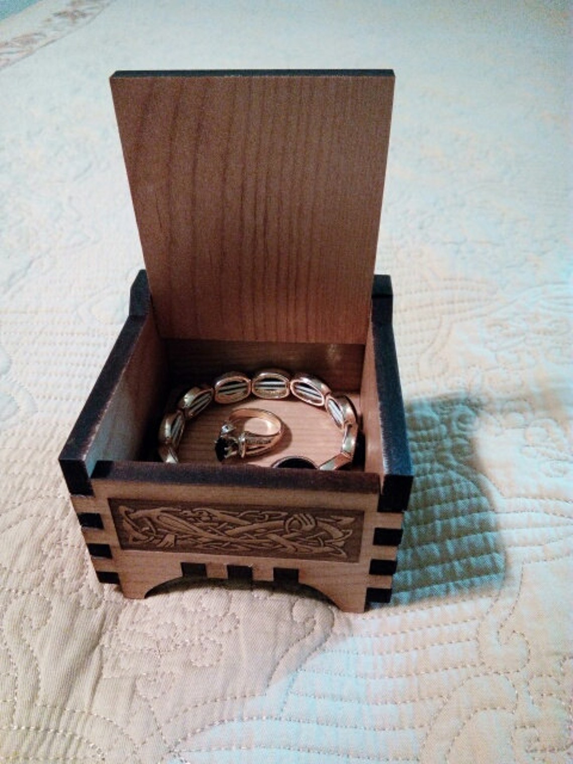 Jewelry Box gift box Laser Engraved Alder Wood Etsy