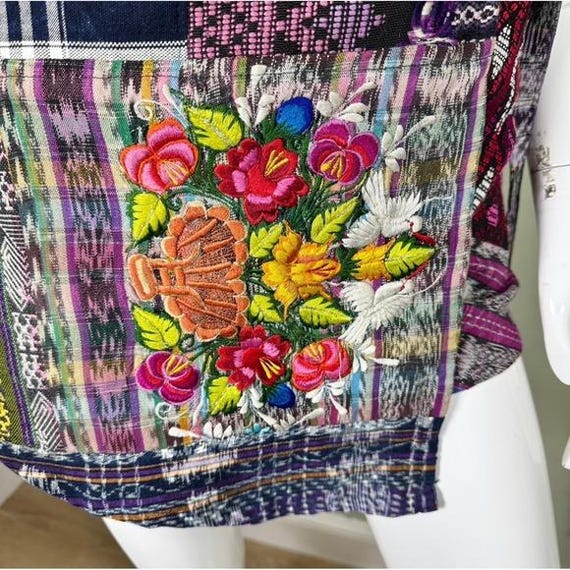 Handmade Patchwork Wrap Mini Skirt Embroidered Co… - image 2