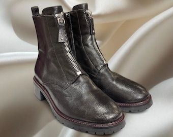 Napoleoni zwarte leren enkellaarzen Made in Italy laarzen met zool en ritssluiting Minimalistisch