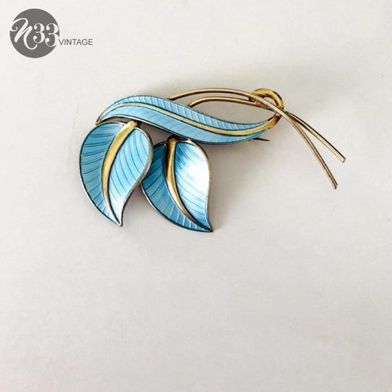 Guilloche Enamel Sterling Pin Norway Mid Century Modern
