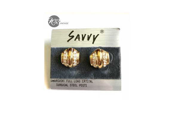 Vintage, Swarovski, crystal, Savvy, post earrings… - image 1