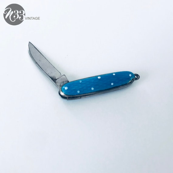 Mini Enamel Guilloche Pocket knife, Fruit Knife Fo