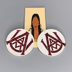 Alabama A&M faux leather earrings, Alabama, AAMU, HBCU, Gift, Personalized, Sorority, Fraternity, Maroon, White, 1875, Huntsville