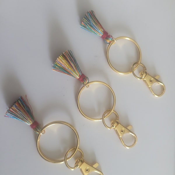 Gold rainbow Tassel pride keychain. Pride .  Lgbtq support