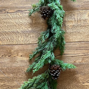 Christmas: Real Touch Pine Christmas Garland with Pinecones image 1