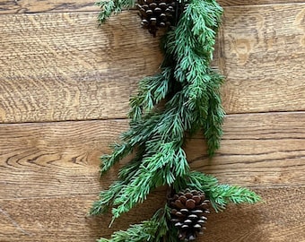 Christmas: Real Touch Pine Christmas Garland with Pinecones