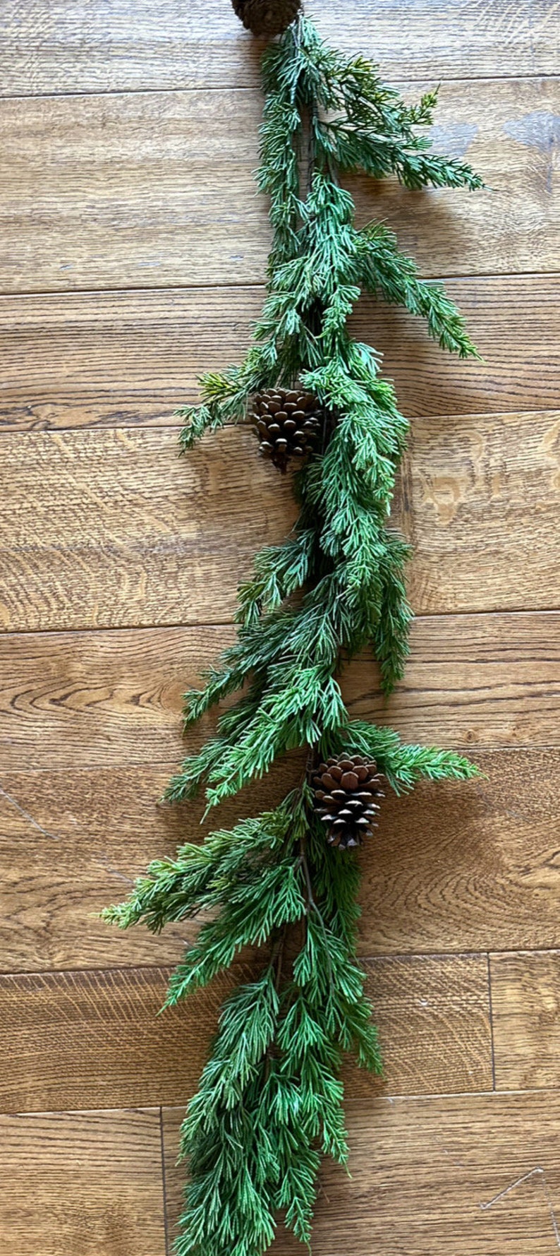 Christmas: Real Touch Pine Christmas Garland with Pinecones image 1