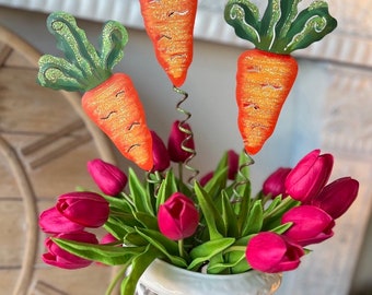 Carrot Easter Collection: Carrot Trio Metal Outdoor or Indoor Stake