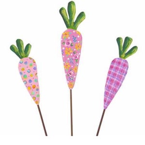 Spring Collection: S/3 Elegant Carrots Metal Outdoor or Indoor Stake image 2