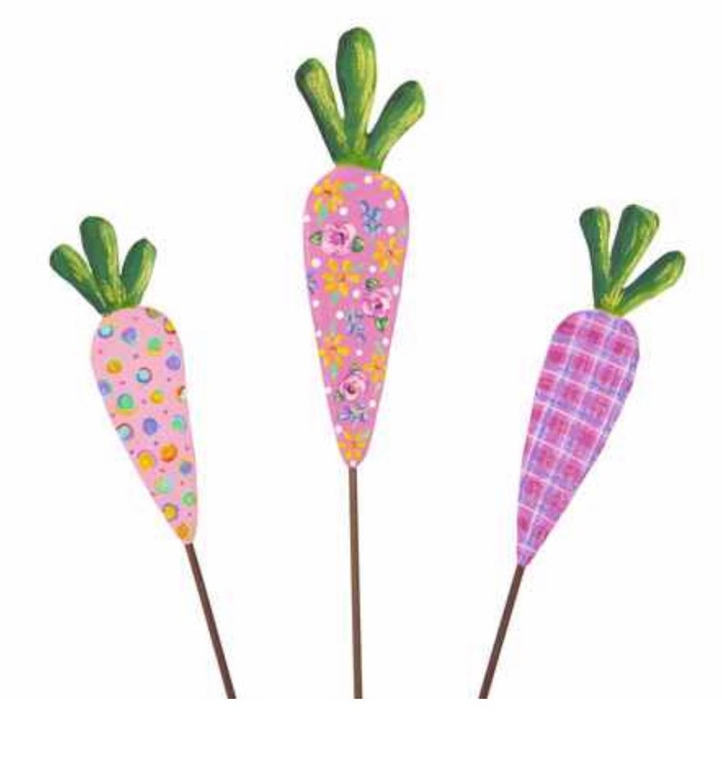 Spring Collection: S/3 Elegant Carrots Metal Outdoor or Indoor Stake image 2