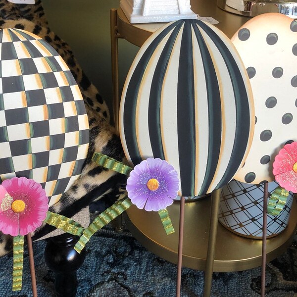 Spring Collection: Easter Eggs Black and White Check, Stripe and Polka Dot