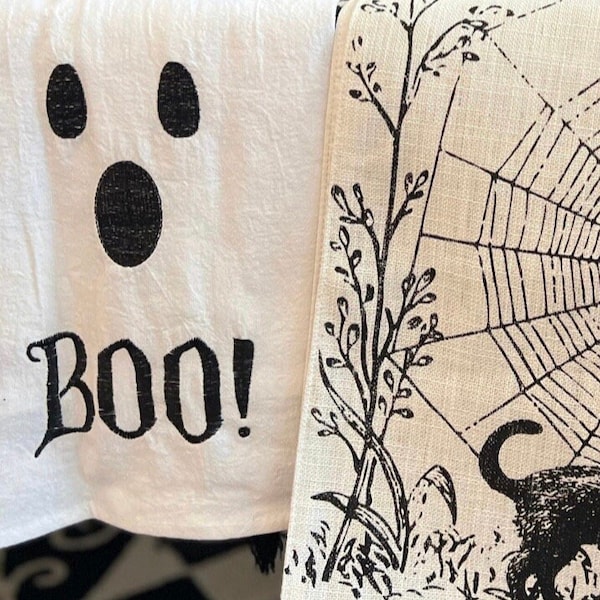 BOO White Ghost Hand Towel Flour Sack Towel