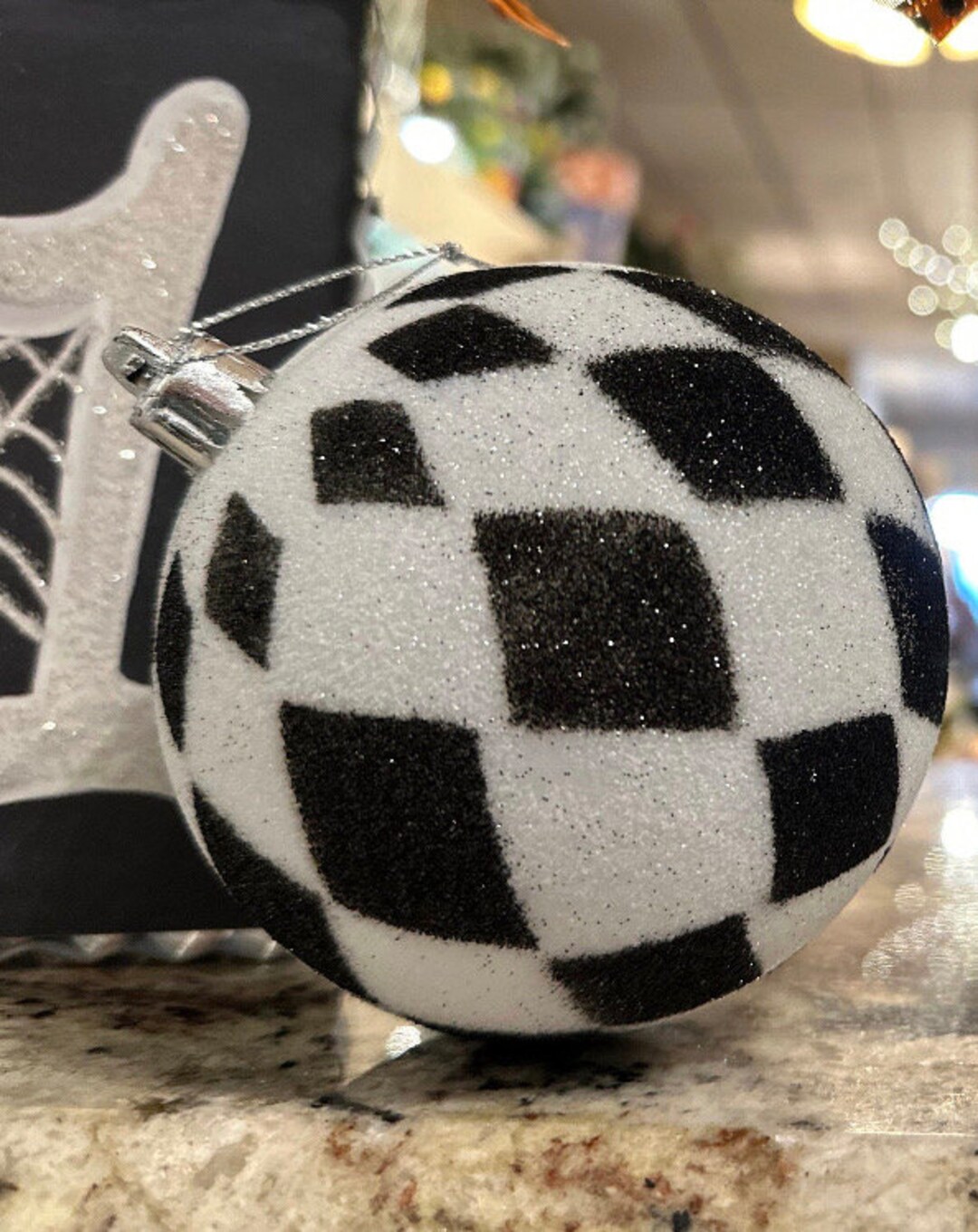 Set of 3 Black & White Harlequin Ornaments - Etsy