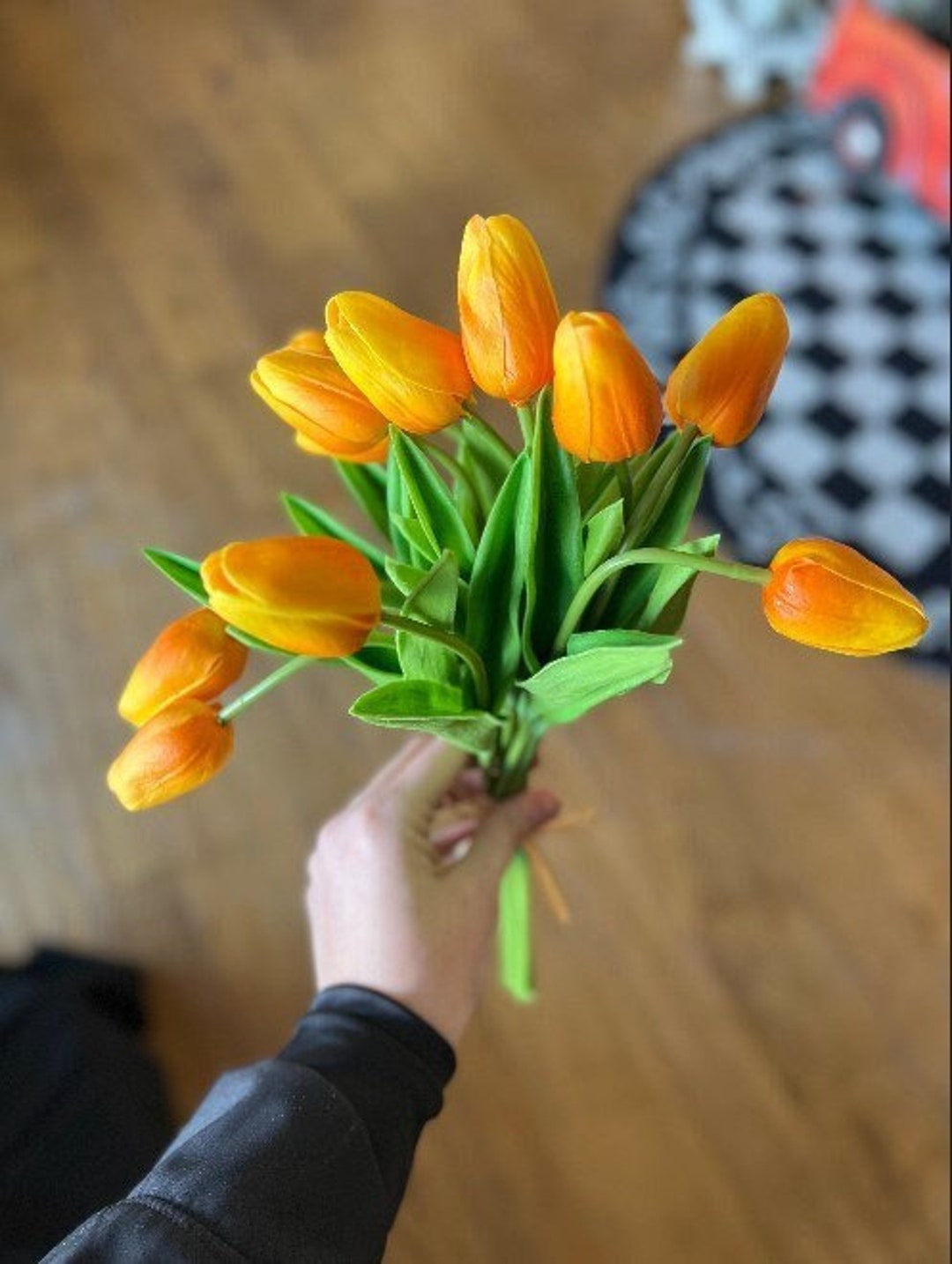 Bundle of 12 Tulip Stems orange Etsy