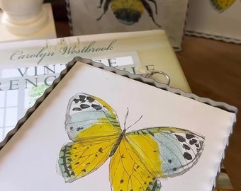 Yellow Butterfly Mini Print with Galvanized Frame