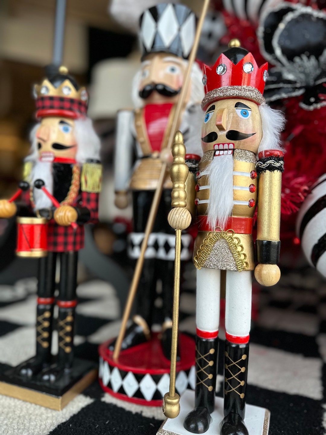 Nutcrackers Set of 2 Black, Red & White Nutcrackers Etsy