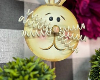 Bunny Spring Collection: Bunny With Twisted Whiskers Metal Outdoor or Indoor Stake