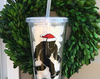 Bigfoot Acrylic Tumbler With Santa Hat, Sasquatch Christmas Gift, Bigfoot Gifts For Christmas, Gift Ideas For Husband, Nerdy Boyfriend,