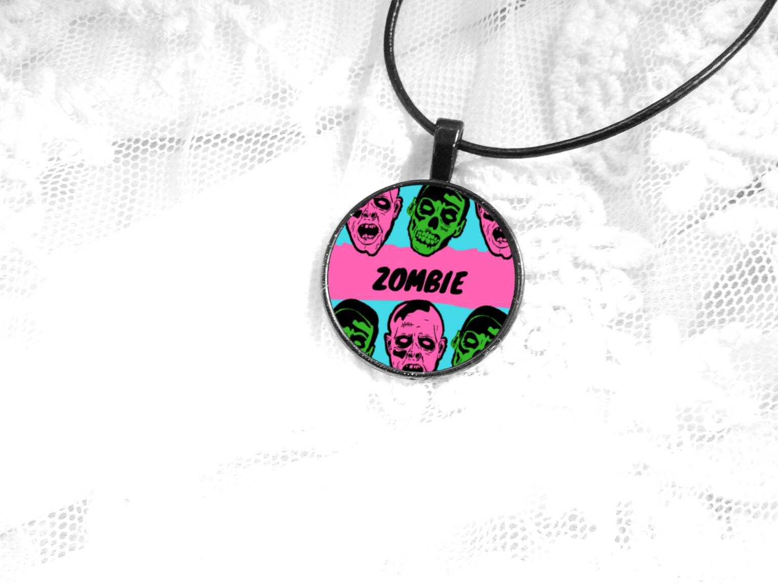 Zombie Halloween inspired pendant necklace zombie necklace Etsy