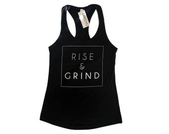 Rise & Grind Black Racerback Workout Tank Top