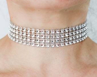 Silver Rhinestone Choker