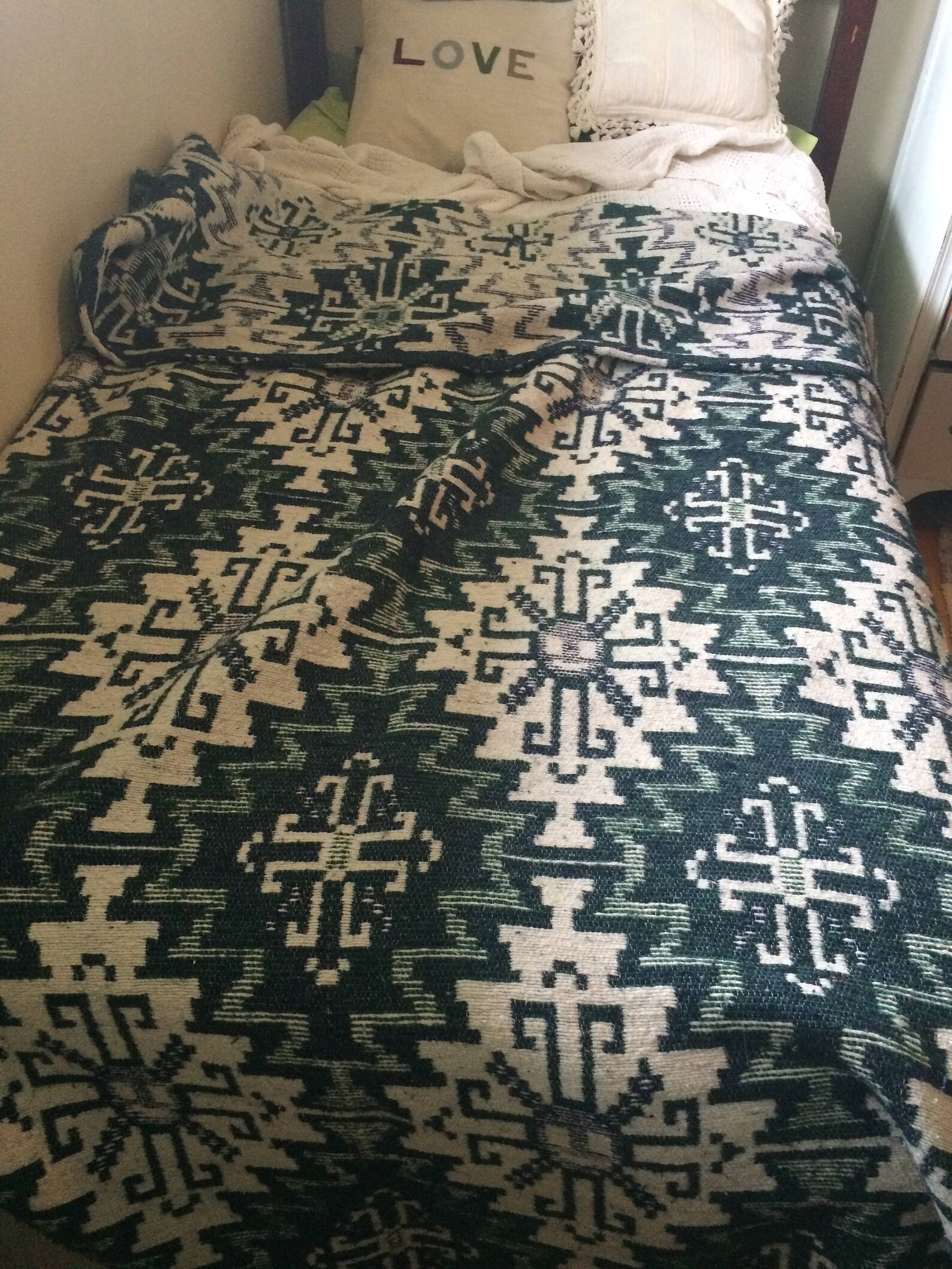 Vintage reversible aztec type blanket wool and cotton Etsy