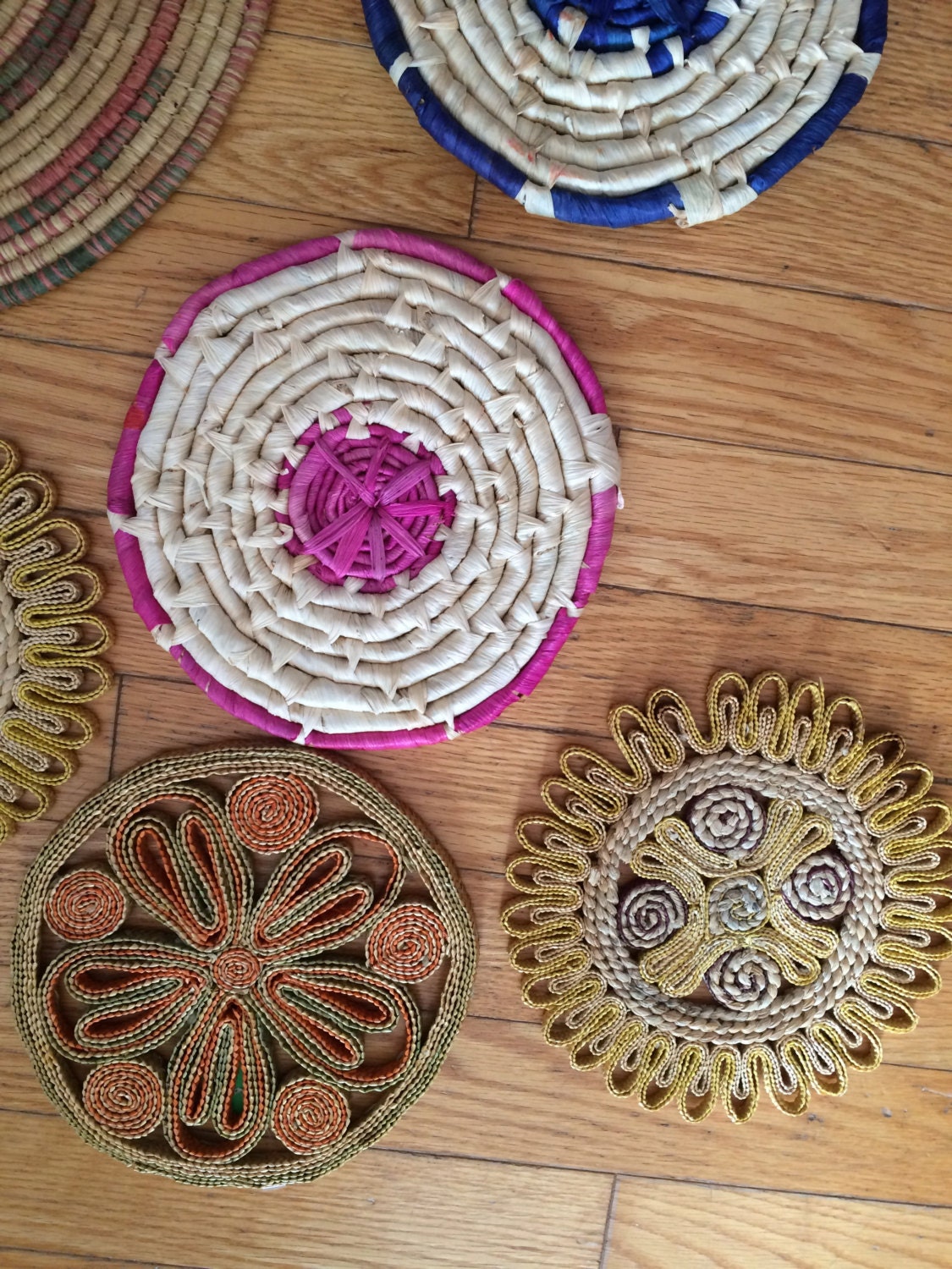 Vintage trivet wall art set of nine pieces bohemian style | Etsy