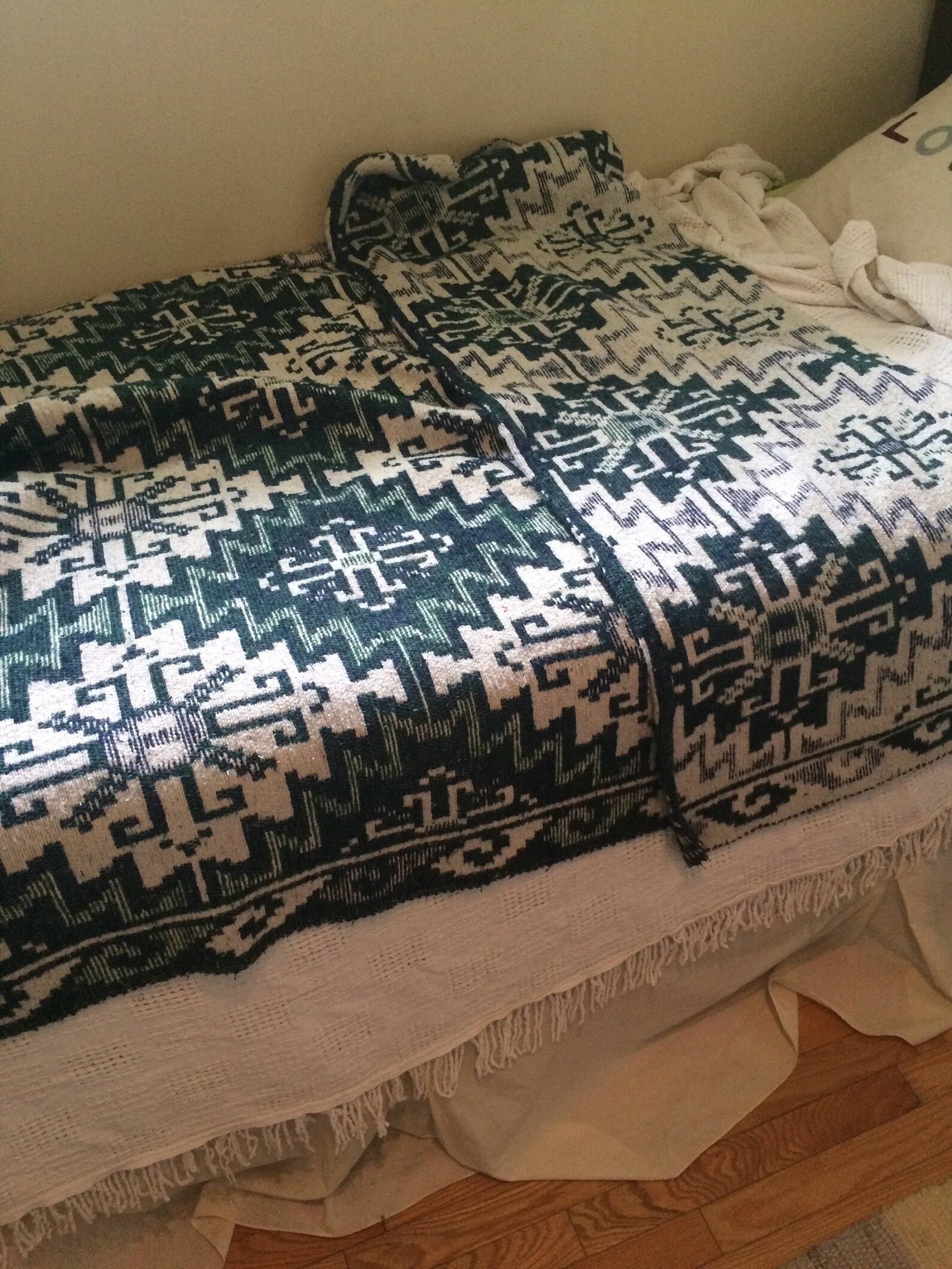 Vintage reversible aztec type blanket wool and cotton Etsy