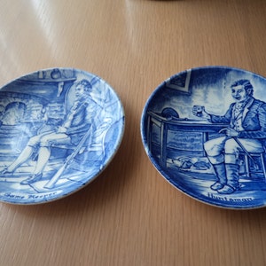 pair of furnivals old chelsea blue and white dishes-4&quot;