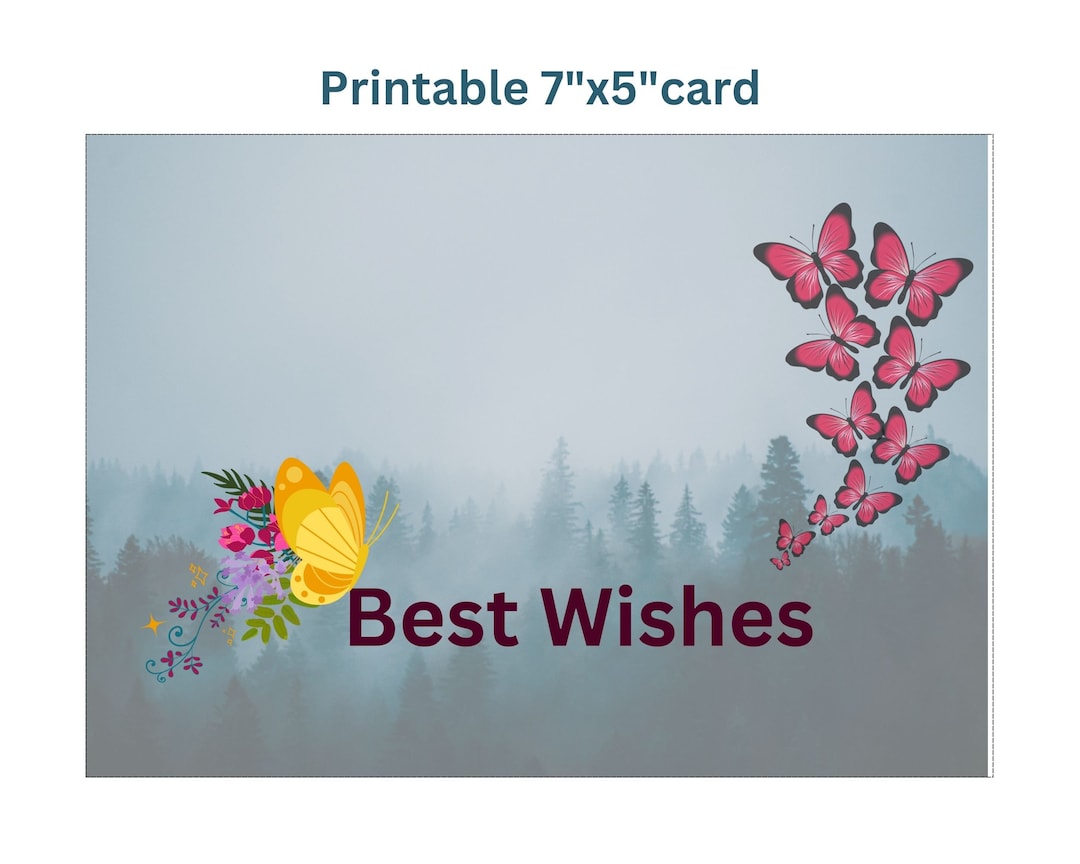 Printable 7x5best Wishes Card Template,digital Best Wishes Card