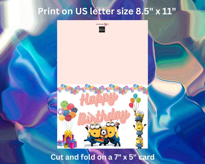 Minions Birthday Card Template Minions Card Minion Etsy