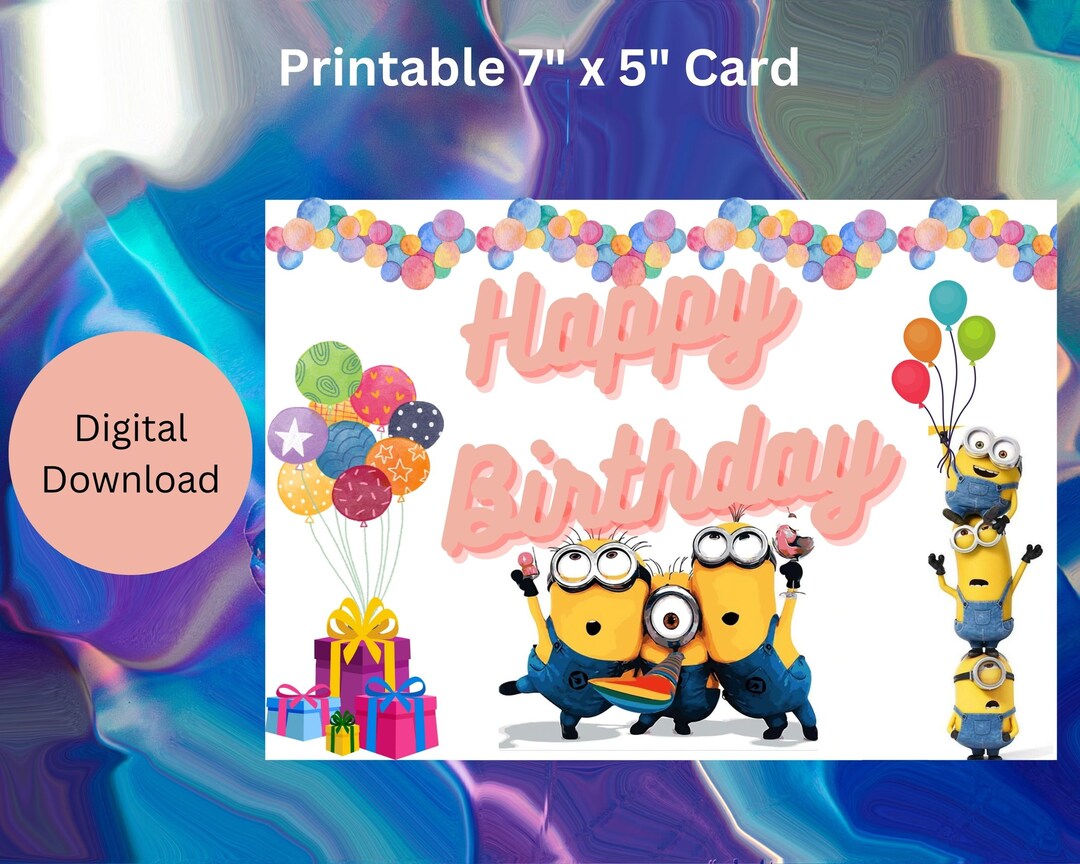 Minions Birthday Card Template, Minions Card, Minion Birthday,printable
