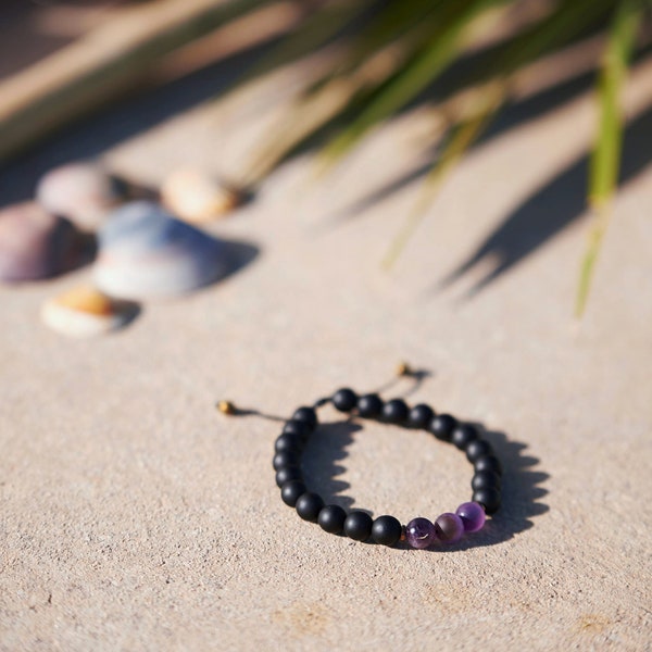 Shungite+Amethyst Bracelet | Gift for her and for him, protect from reckless decisions, self-control, drunkenness, temptations