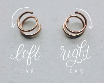 Double Hoop Earrings • looks like two piercings but for one single piercing, gold twist in hoop earrings