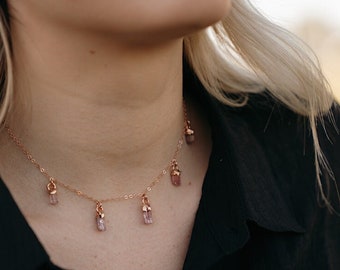 Pink Tourmaline Necklace • pink tourmaline jewelry raw crystal raw pink tourmaline necklace jewelry october birthstone
