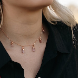 Pink Tourmaline Necklace pink tourmaline jewelry raw crystal raw pink tourmaline necklace jewelry october birthstone image 1
